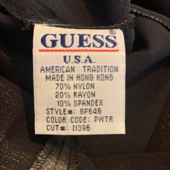 Guess Metallic Shift Dress Vintage USA Made Club Wear Party Disco Sleeveless SM - Picture 5 of 9